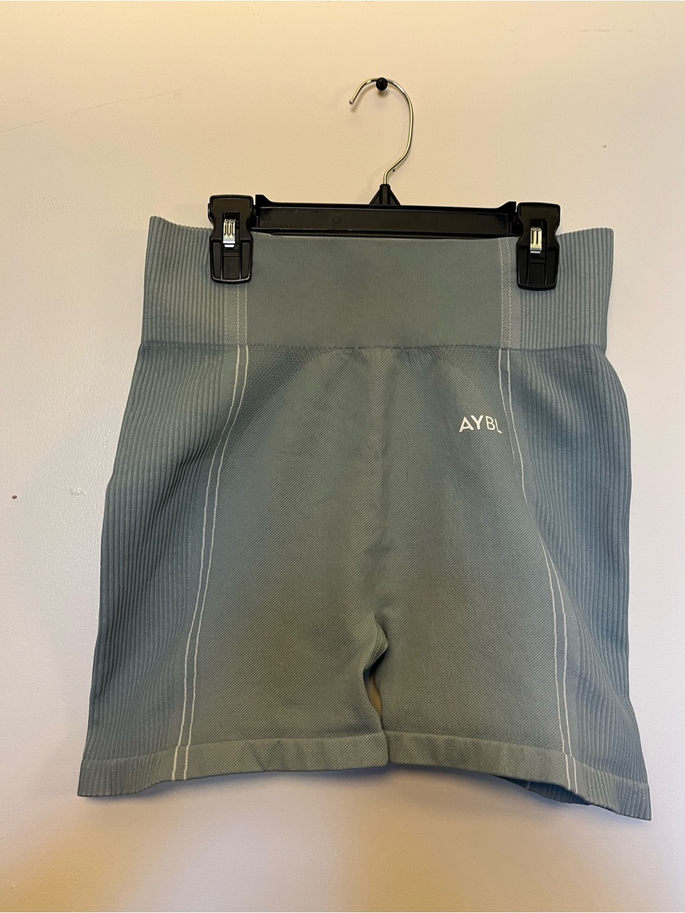 AYBL Ribbed High-Waist Bike Shorts in light blue